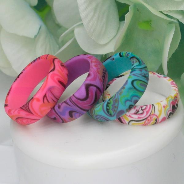 Women Paisley Engagement Silicone Rings Breathable 5.7mm Third Party Appraisal