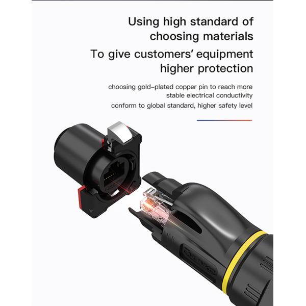 Cnlinko IP68 RJ45 Ethernet LAN Connector Plug Socket CAT6 STP Shield Outdoor Waterproof RJ45 Connector