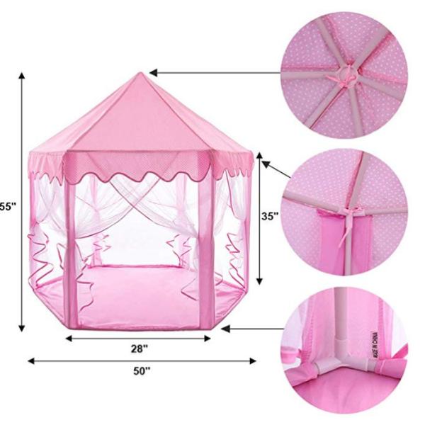 12 Stars LED Lights 55x53 Inches Kids Castle Play Tent