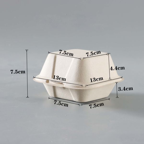 Custom Environmental-Friendly Disposable Biodegradable Sugarcane Fiber Clamshell Container Lid Takeaway Lunch Box