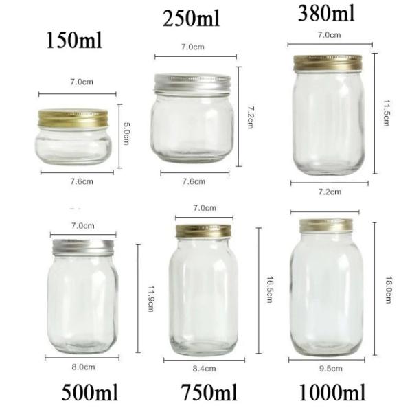 Round Shape Mason Glass Jar Beverage Glass Bottle With Screw Metal Lid