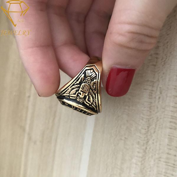 Deep Engraved Steel U.S Mens 18K Custom Military Rings