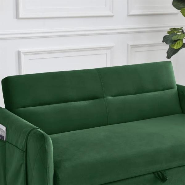 multi-functional dual-purpose loveseat with fold out bed green velvet sofa beds low prices with side pocket