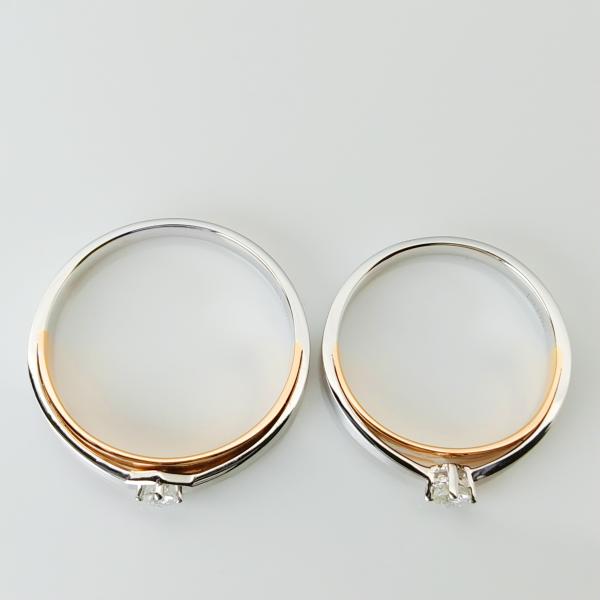 Diamond  Special Double Color 0.082ct 18K Gold Couple Rings