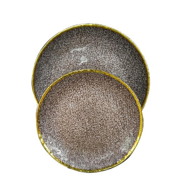 Плиты заряжателя золотого десерта цвета стеклянные, декоративные плиты заряжателя для свадьбы