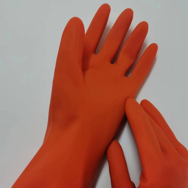 30cm Industrial Latex Household Glove Chemical Resistance Thickening Orange Latex Glove