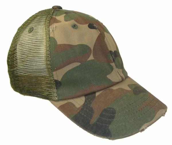 Camo Mesh Snapback Hats Distressed Vintage Baseball Caps Hip Hop Breathable Fabric