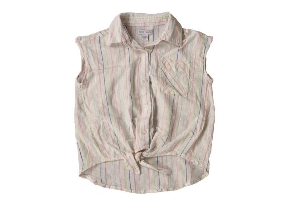 Girls Cool Cropped Striped Shirt Sleeveless 53% Linen 46% Cotton