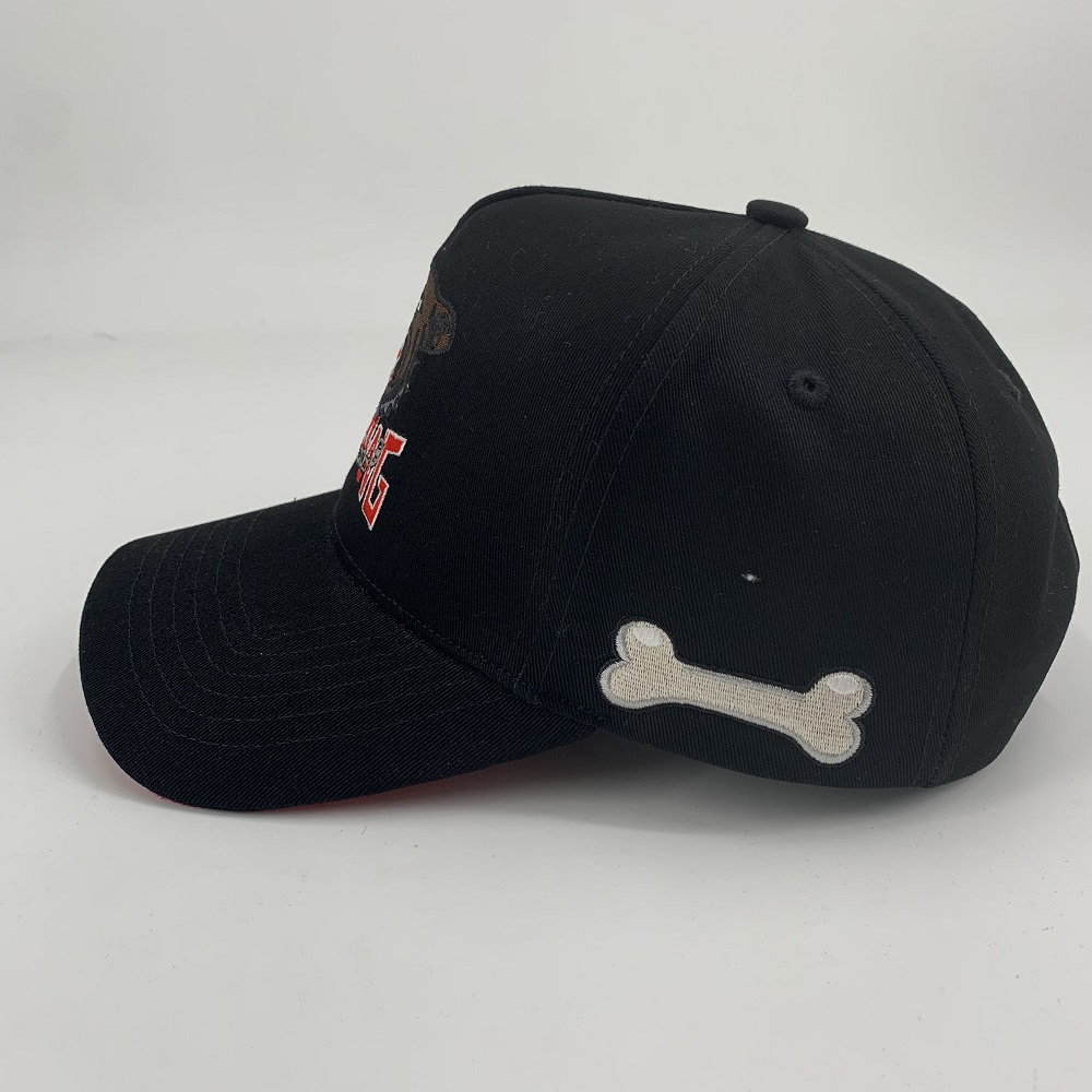 Cotton Baseball Hat 3D Embroidery Custom Logo Dog Embroidered White And Black 5 Panel Personalized Sport Golf
