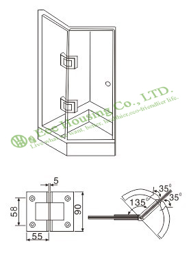 Satin finished 135 Degree Shower Door Hinge,Bathroom Glass Door hinge,135Degree Glass clip