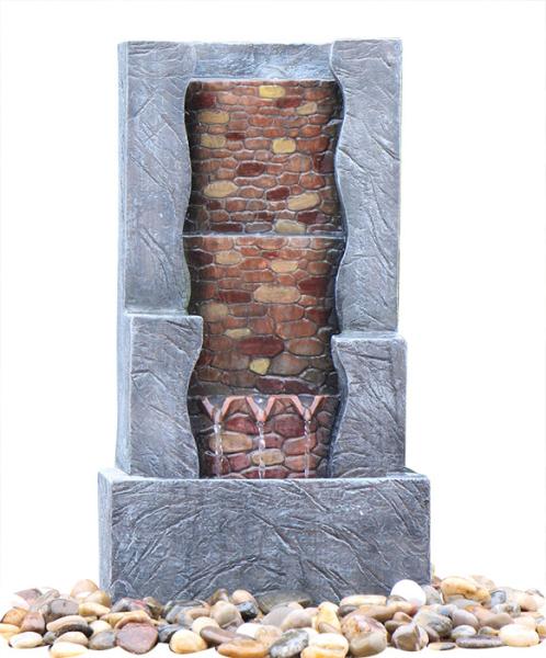 Stone Step 3 Tier Outdoor Fountain , Exterior Water Fountains In Granite Color