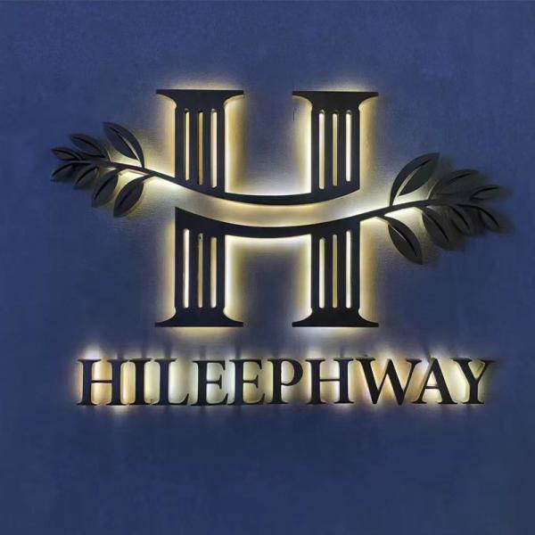 Customized Gold Signage illuminated Store 3D Channel Letter Stainless Steel Led Backlit Sign