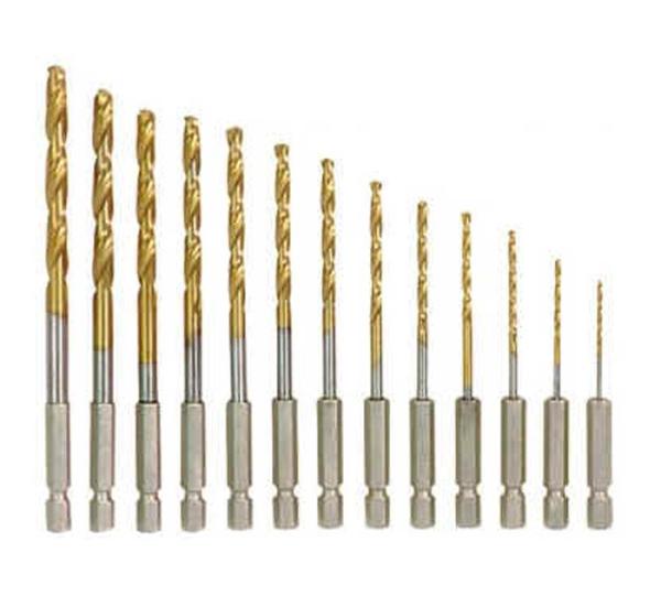 13 pièces HSS Titanium revêtue broche ensemble 1,5-6,5 mm Hex Shank