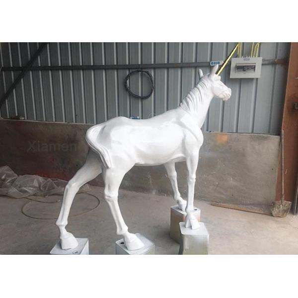 Fibra de vidrio blanca Unicorn Statue, altura al aire libre grande el 120cm de las estatuas de la fibra de vidrio