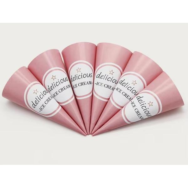 Summer Customized Logo Sleeving Cone Shaped Ice Cream Paper Holder for Food Packaging