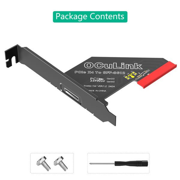 PCI-E 4.0 4X to Oculink SFF-8611/8612 Adapter with Long Profile Bracket for High Speed Data Transmission