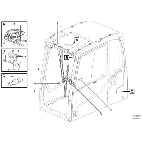 VOE11205840 11205840 Motor limpiador KOMATSU Partes del motor de la excavadora para EC180C EC210C EC240C