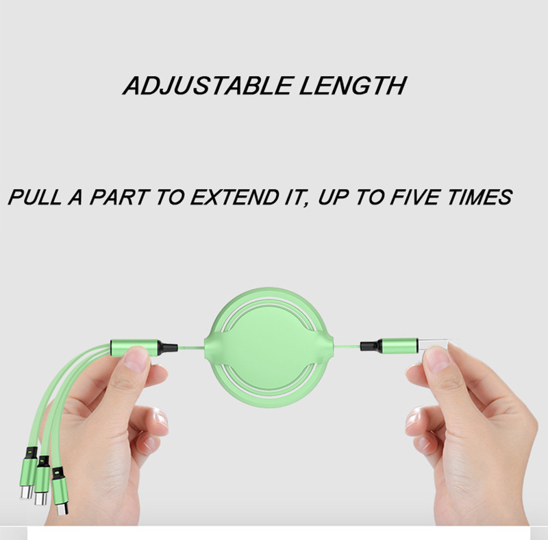 Extendable 3 в 1 8Pin данном по USB Chargeing привязывают мягко материал PVC