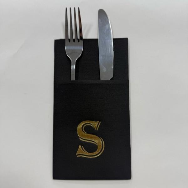 Gold Foil Airlaid Paper Napkins Single Ply 1/8 Fold 55gsm Printed Napkins For Wedding
