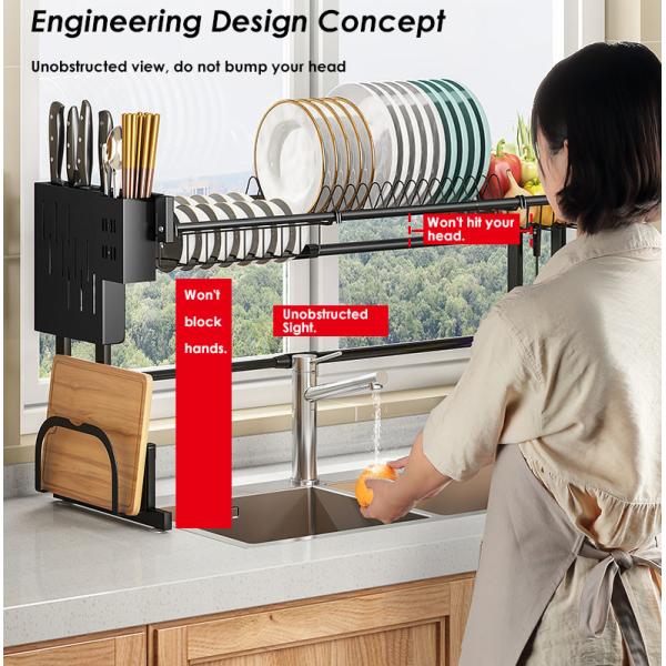 Width 300mm Adjustable Dish Drying Rack Over Sink OEM For Kitchen 500mm Height