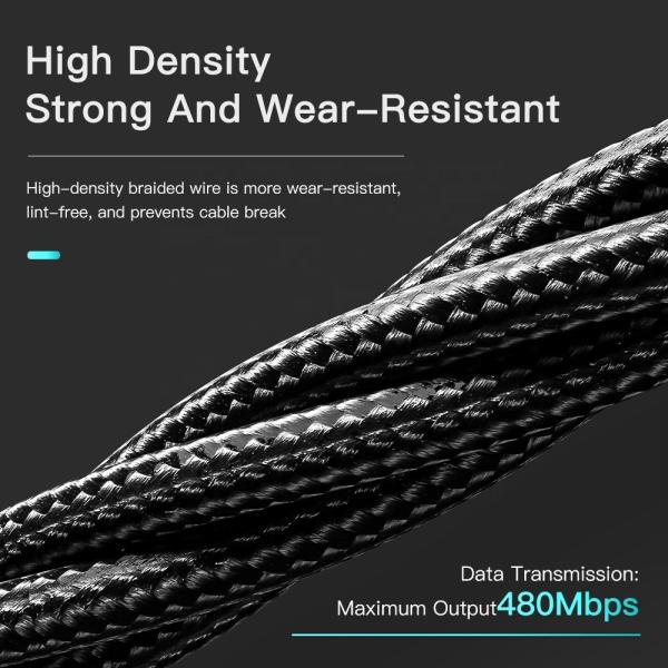 Cable de carga rápido de tipo C a tipo C de 100W a 60W