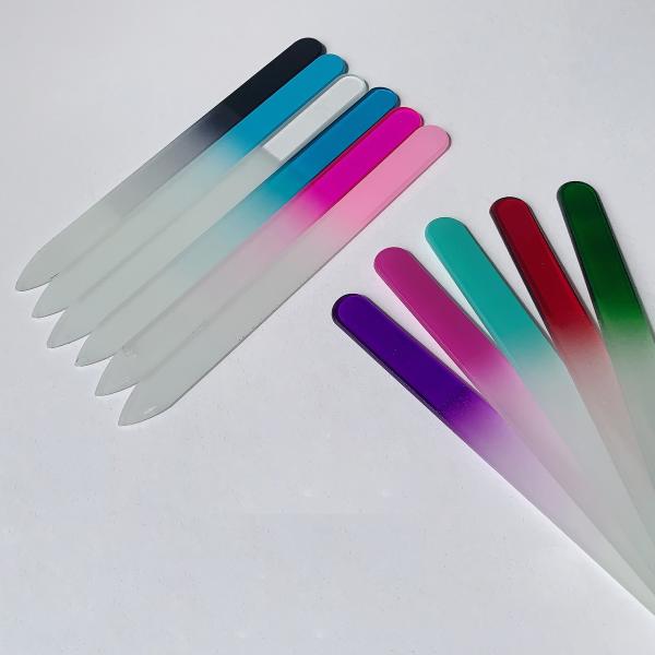 Custom Colorful Double Side Etched Sand Sprayed Crystal Glass Nail File for Natural Nails
