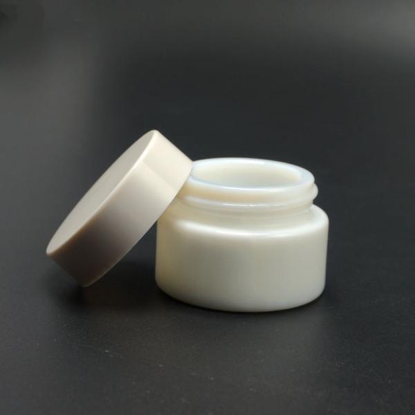 JG-AQ15, 15ml cylindric opaque white glass cosmetic jars for eye cream, face cream packaging, primary cosmetic packaging