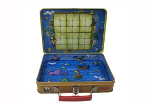 Rectangle Shaped Lunch Tin Box , Tin Lunch Box For Kids Game Chest Packing