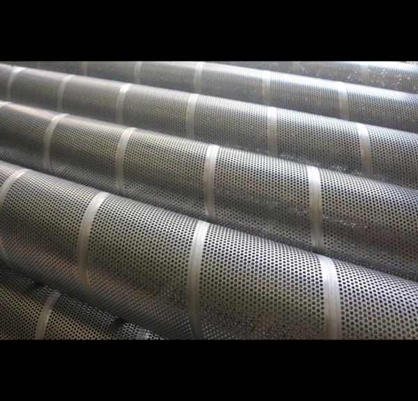 Powder Coating Perforated Stainless Pipe , Chemical Perforated Muffler Tubing
