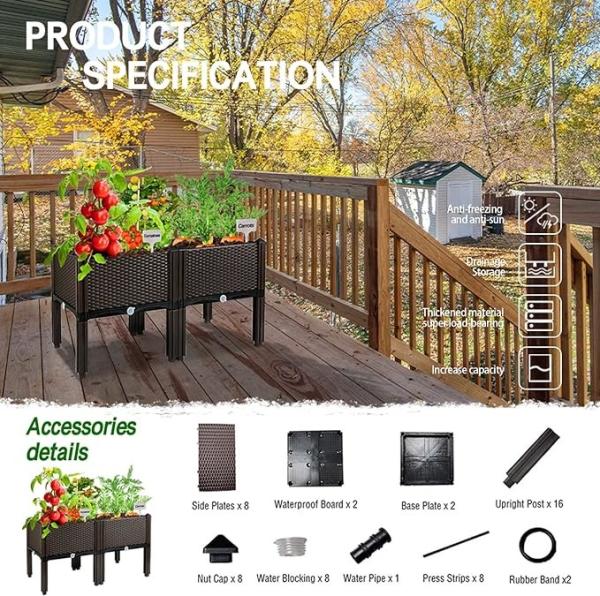 Customized Polypropylene Plastic Raised Planter Boxes Plastic Raised Garden Beds On Legs