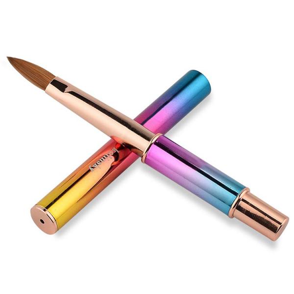 Colorful Rainbow Kolinsky Hair Nail Gel Brush ODM Metal Nail Art Pen
