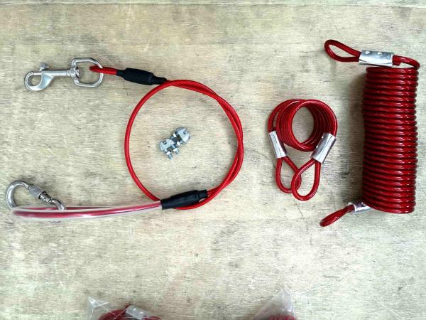 Le câble rétractable en PVC rouge, attaché à un piquet, animal écologique de 12 pieds.