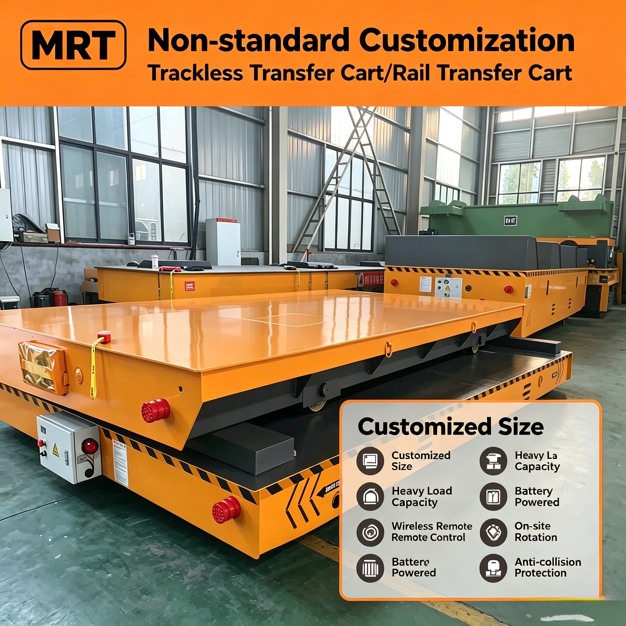 Battery Driven Trackless Transfer Cart Heavy Steel Structure For Factory Workshop Material Handling