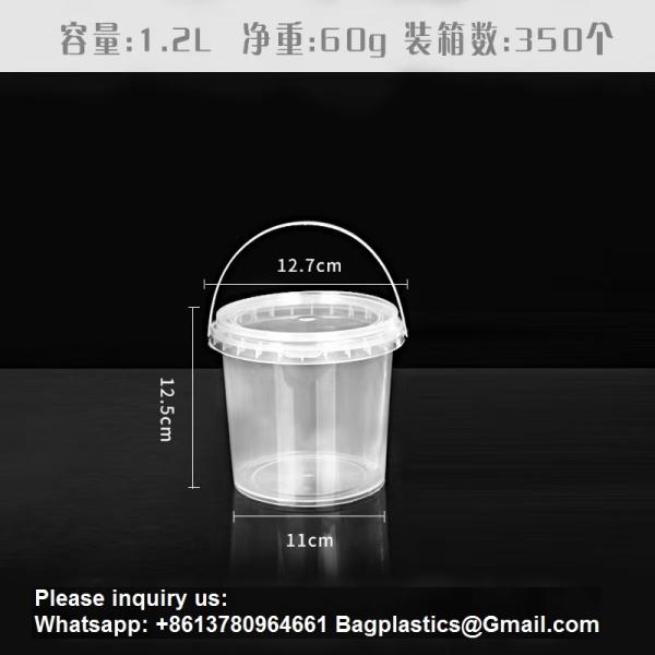 Bucket With Lid, Clear Bucket, Plastic Food Storage Container, Ice Cream Bucket, Reusable Container, Plastic Bucket, Tub With Lid, Storage Container, Round Plastic Pail, BPA Free, Pail With Handle