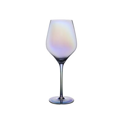 Custom Logo 4pcs 12oz Lead-Free Crystal Rainbow Plated Wine Glasses for Weddings Stylish & Durable