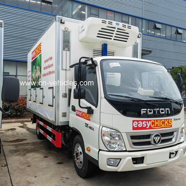 Foton 4X2 Day Old Chick Transport Truck , Small Refrigerated Box Truck
