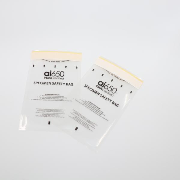 Laboratory Specimen Transport 3 Wall Biohazard Specimen Bag 100% LDPE