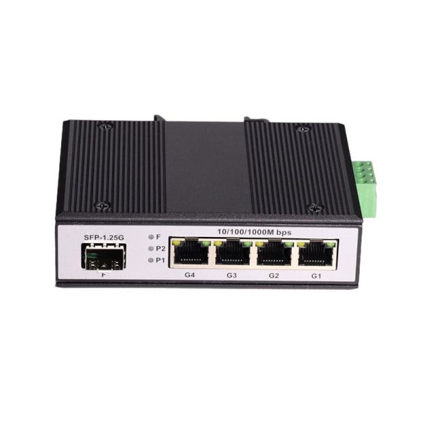 Unmanaged Industrial POE Switch 10/100/1000Mbps 1 SFP 4 PoE RJ45 Fiber Ethernet Switch