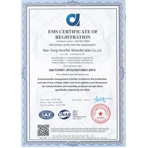 NANTONG HWATEK WIRES AND CABLE CO.,LTD. Сертификации