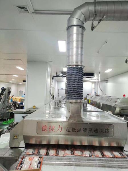 25kw Mesh Belt Tunnel Freezer criogênico 1800mm 3500kg/H para o marisco dos peixes