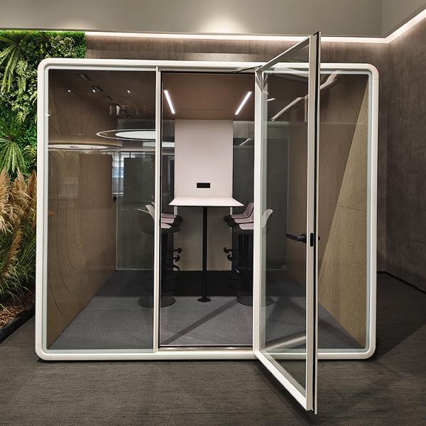 Hecor Acoustic Pod for 6-8 person Free Assembly office pods silent meeting booth with Magnetic Catch Sound Insulated room