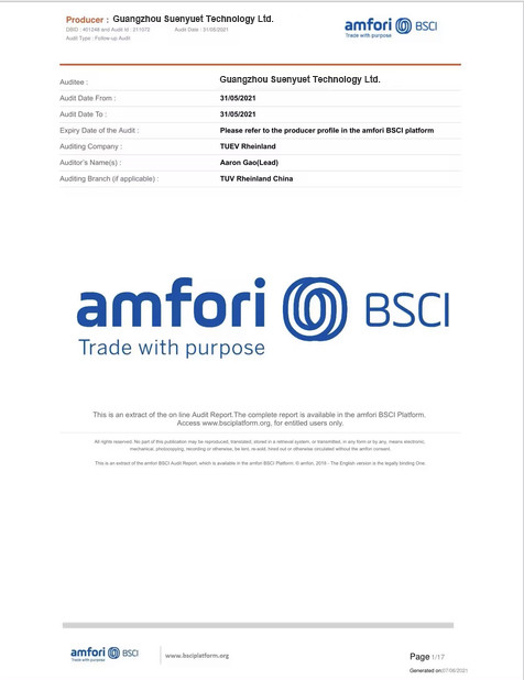 Guangzhou Suenyuet Technology Limited Сертификации