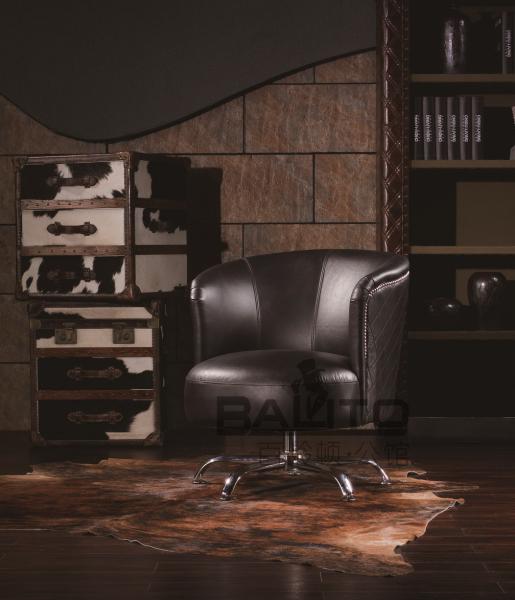 old style black leather swivel sofa furniture,#K607