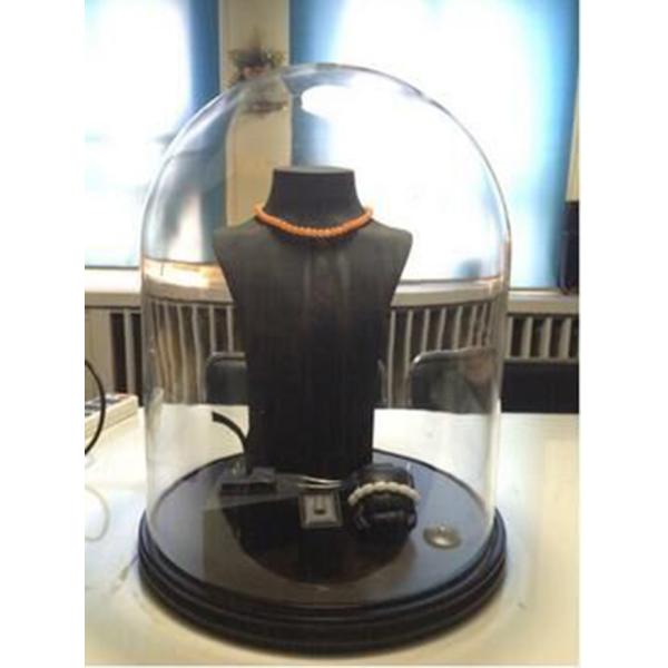 Decoration Hand Blown D10xH16cm Wood Base Glass Cloche