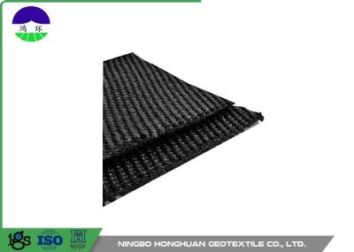 50KN/M Warp Knitting Polyester Geogrid Grey for Asphalt Wall / Runway