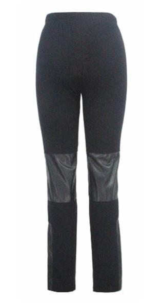 Long Ladies Skinny Trousers Womens Straight Leg Trousers With Pu Back Patch Design