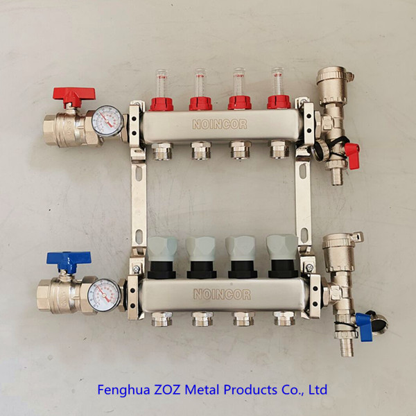 Stainless Steel UFH 4-Port Manifolds for Underfloor Heating systems