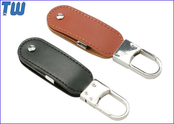 360 Degree Swivel Leather 4GB USB Flash Drive Metal Buckle Design