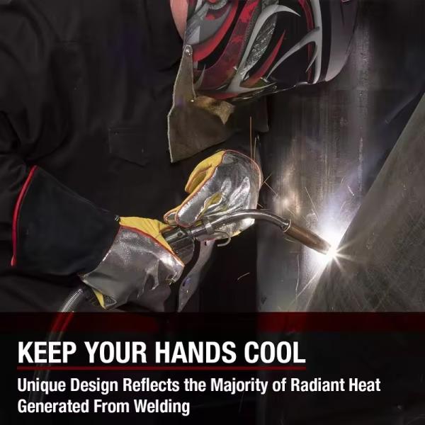 Желтая Черная сварочная перчатка отражающая водонепроницаемость 4-слойная теплозащитная сварочная перчатка XL кожаные перчатки 41 см для сварки