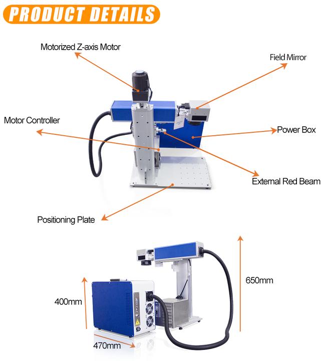 Маленькая Raycus JPT CNC лазерная маркировка 20w 30w 50w 100w